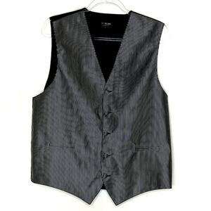 Milani | Black Pinstripe Shiny Buttoned Polyester Vest L